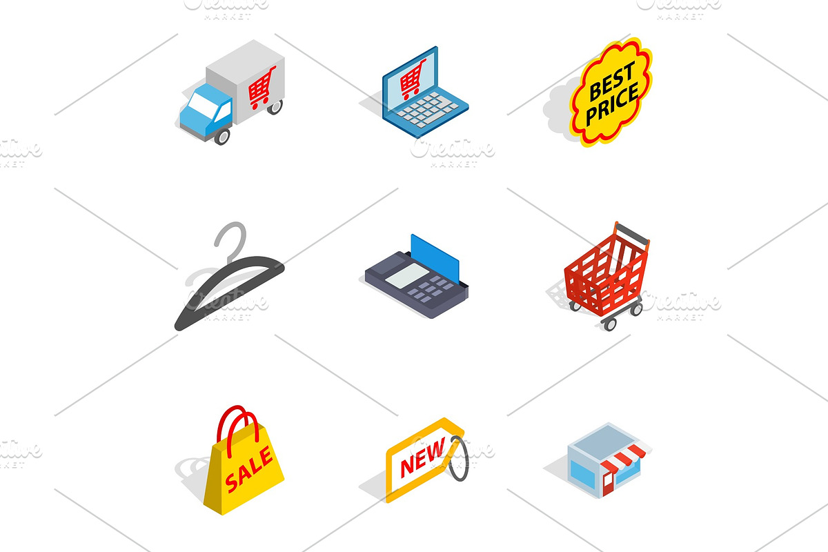Internet shopping icons, isometric in Illustrations - product preview 8