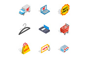 Internet shopping icons, isometric
