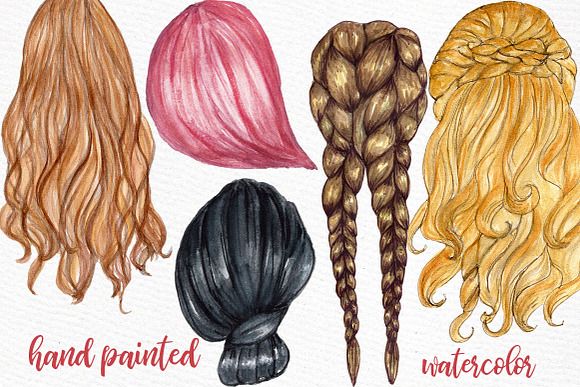 Watercolor Hairstyles clipart in Illustrations - product preview 1