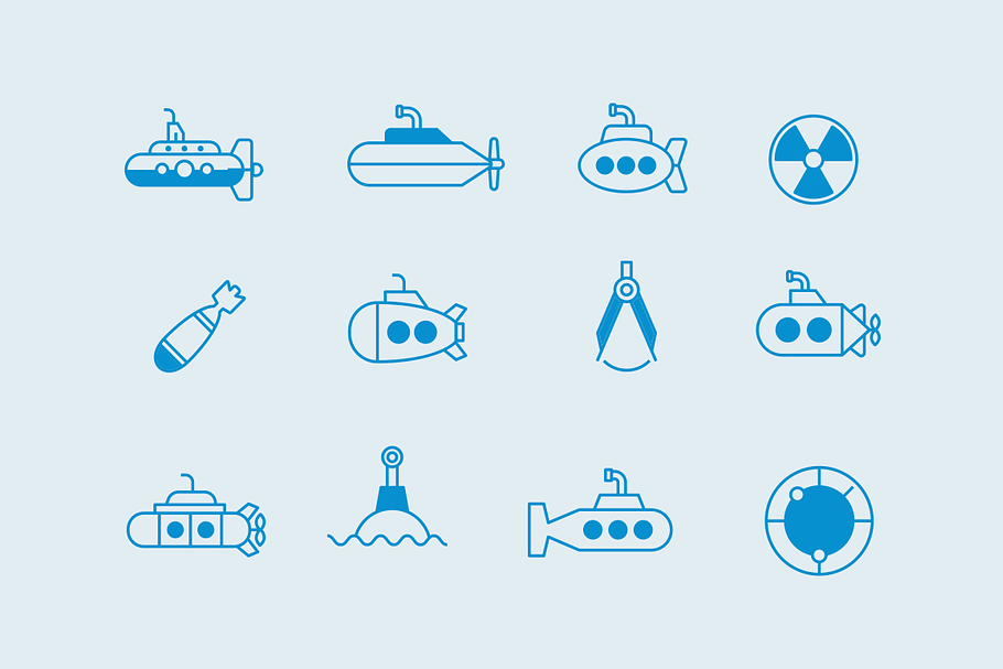 12 Submarine Icons in Icons - product preview 8