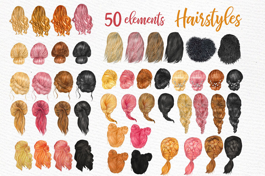 Hairstyles clipart Custom hairstyles in Illustrations - product preview 8