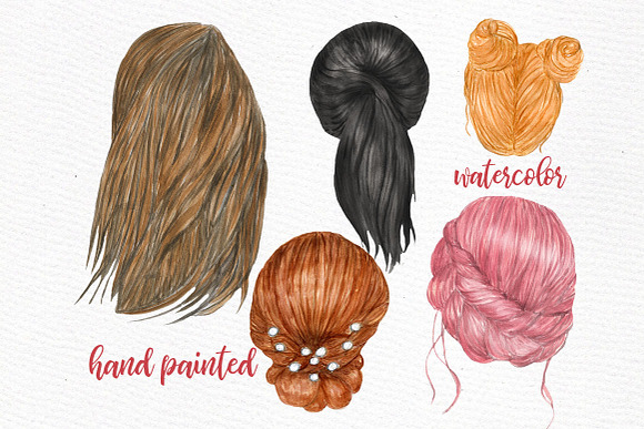 Hairstyles clipart Custom hairstyles in Illustrations - product preview 1