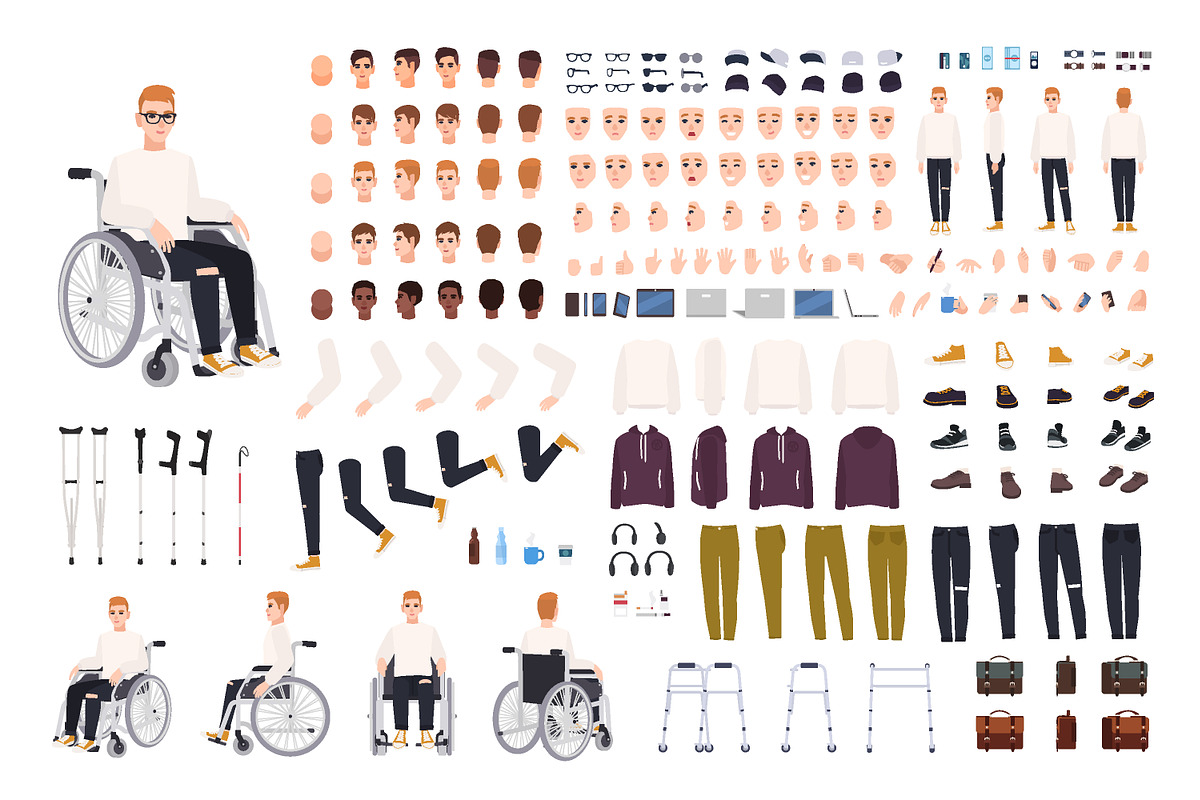 Disabled man - DIY kit in Illustrations - product preview 8