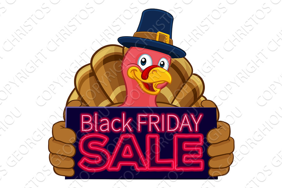 Turkey Black Friday Sale Cartoon in Illustrations - product preview 8