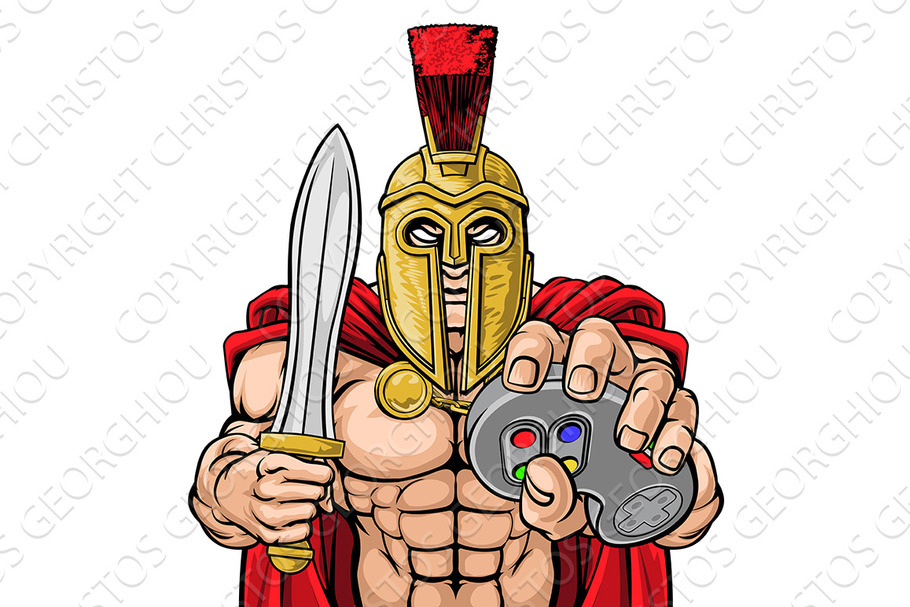 Spartan Trojan Gamer Gladiator in Illustrations - product preview 8