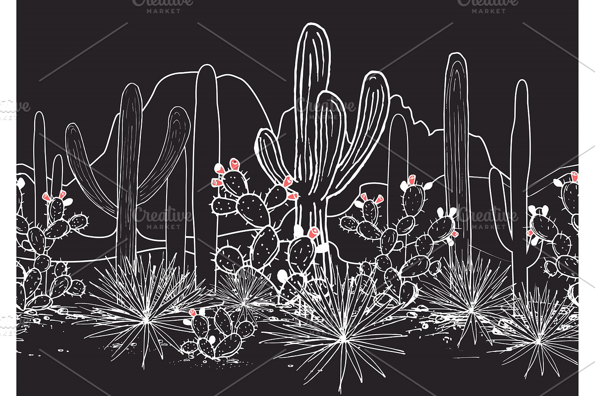 Vector seamless pattern with cacti in Illustrations - product preview 8
