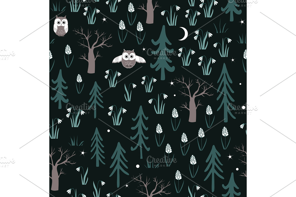 Spring forest seamless pattern with in Illustrations - product preview 8