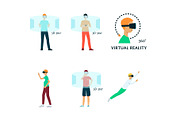 Vector flat young man in virtual