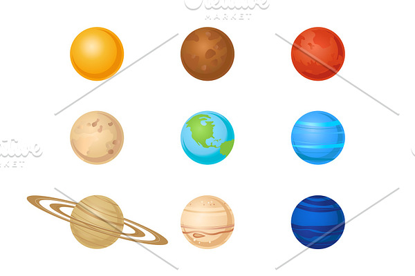Vector plantes of solar system icon