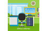 Office Interior in Flat Style