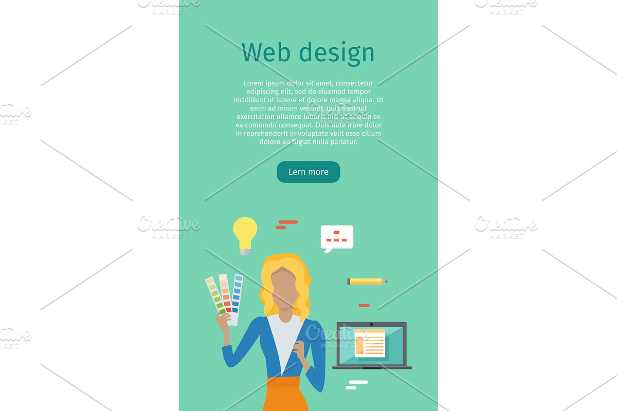 Web Design Vector Web Banner in Flat in Illustrations - product preview 8