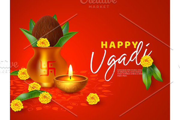 Happy Ugadi holiday composition.