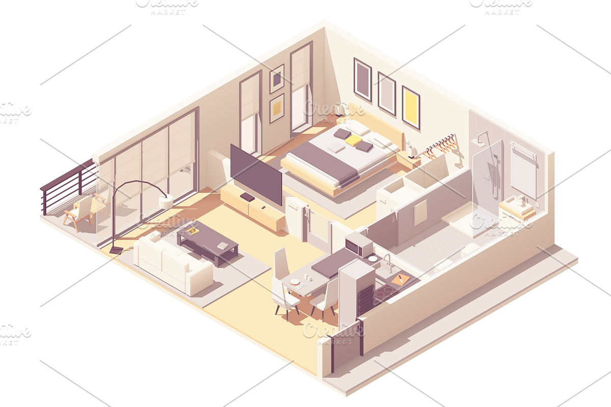 Vector apartment hotel suite in Illustrations - product preview 8