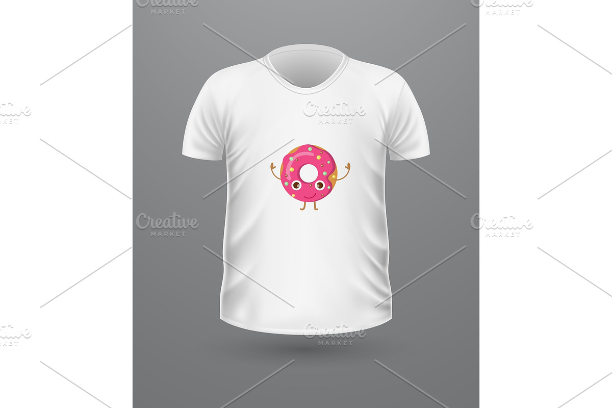 T-shirt Front View with Food in Illustrations - product preview 8