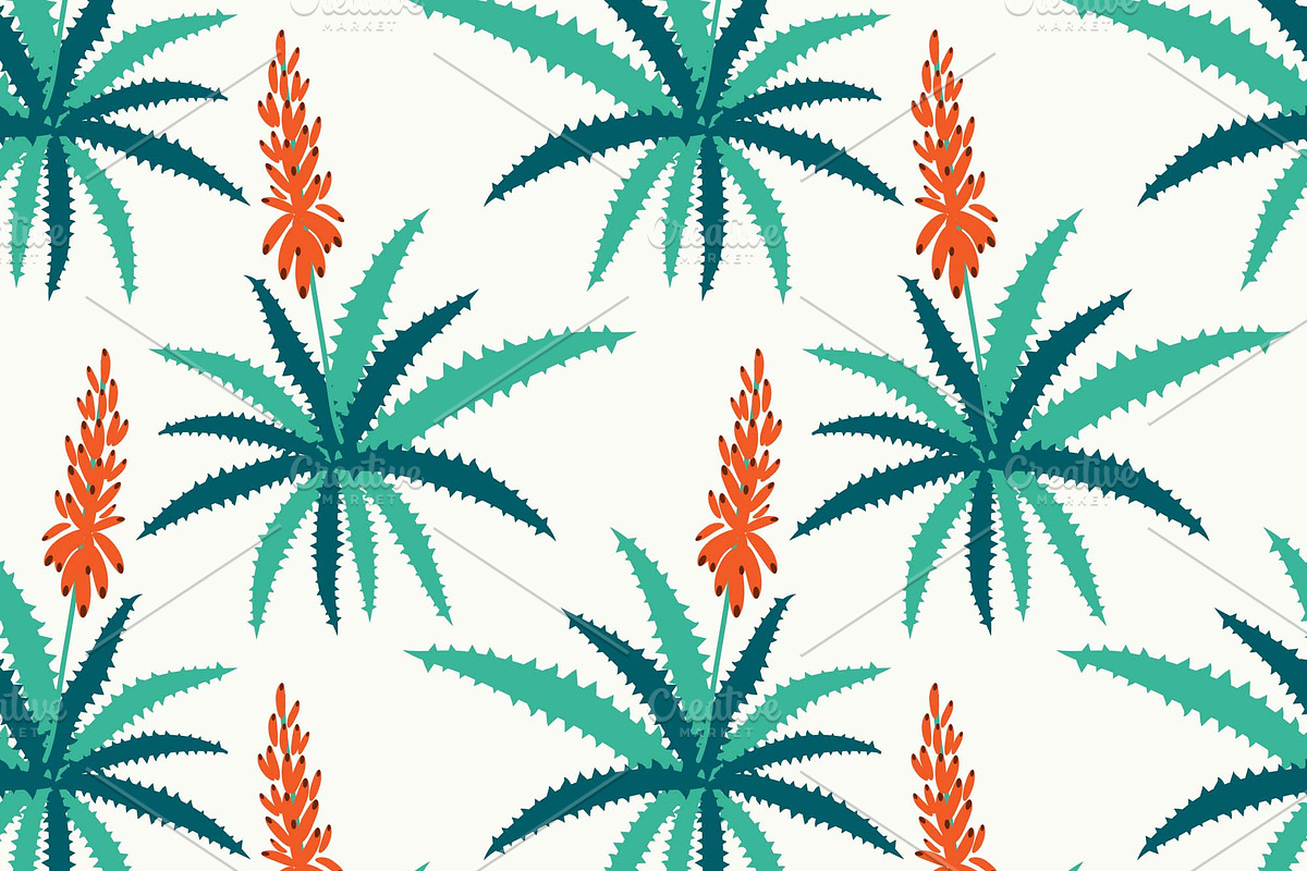 Seamless aloe pattern in Patterns - product preview 8