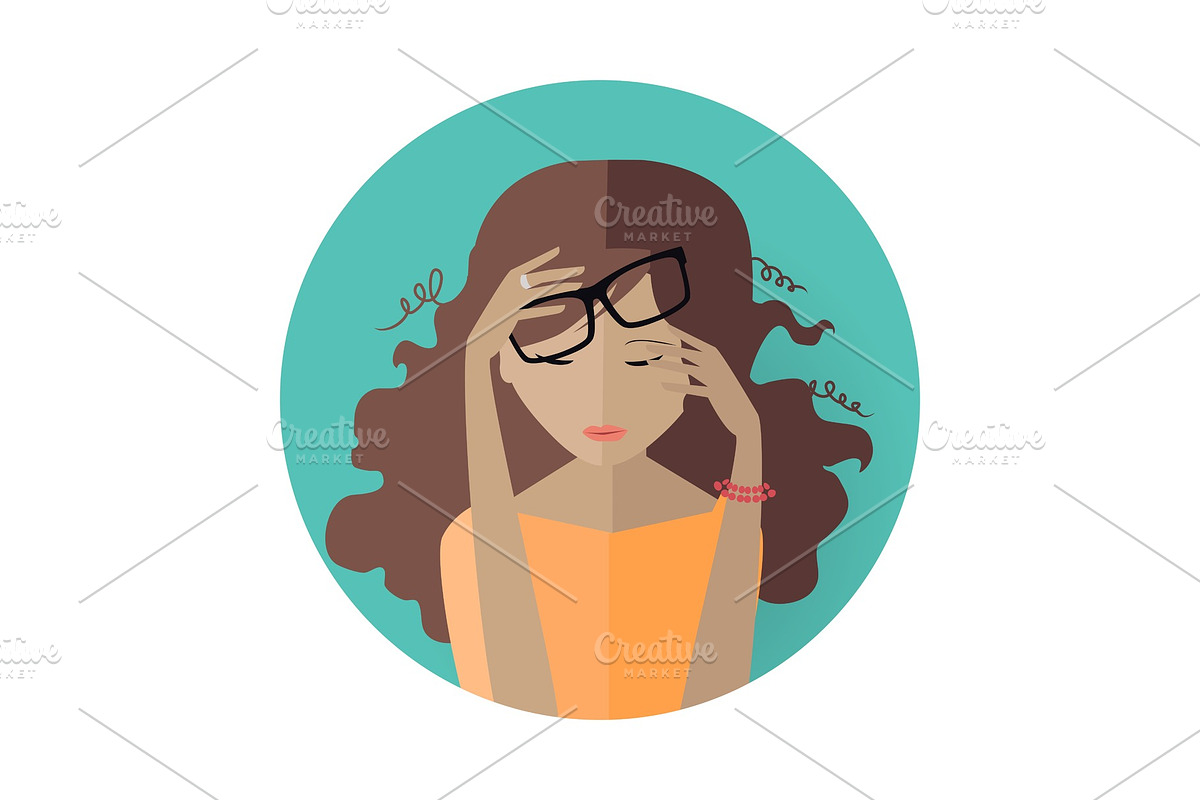 Young Woman Avatar Icon in Illustrations - product preview 8