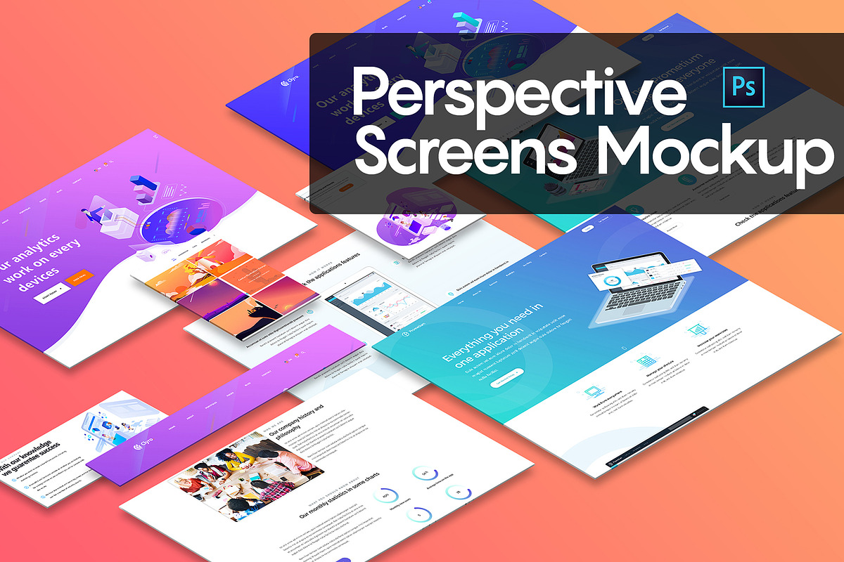 Perspective Screens Mockup in Mobile & Web Mockups - product preview 8