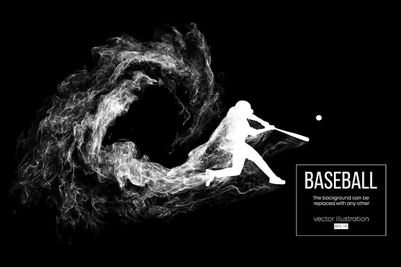 Silhouette of a baseball player in Illustrations - product preview 1