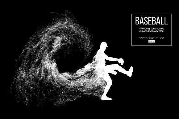 Silhouette of a baseball player in Illustrations - product preview 1