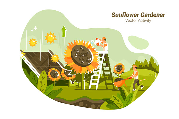 SunflowerGardener-VectorIllustration