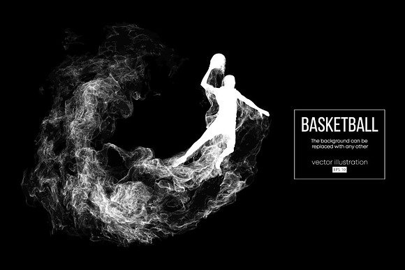 Silhouette of basketball player NBA in Illustrations - product preview 1