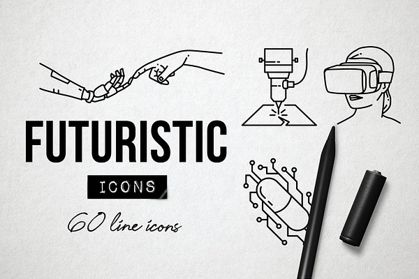 60 Future Technology Icons, Robotics