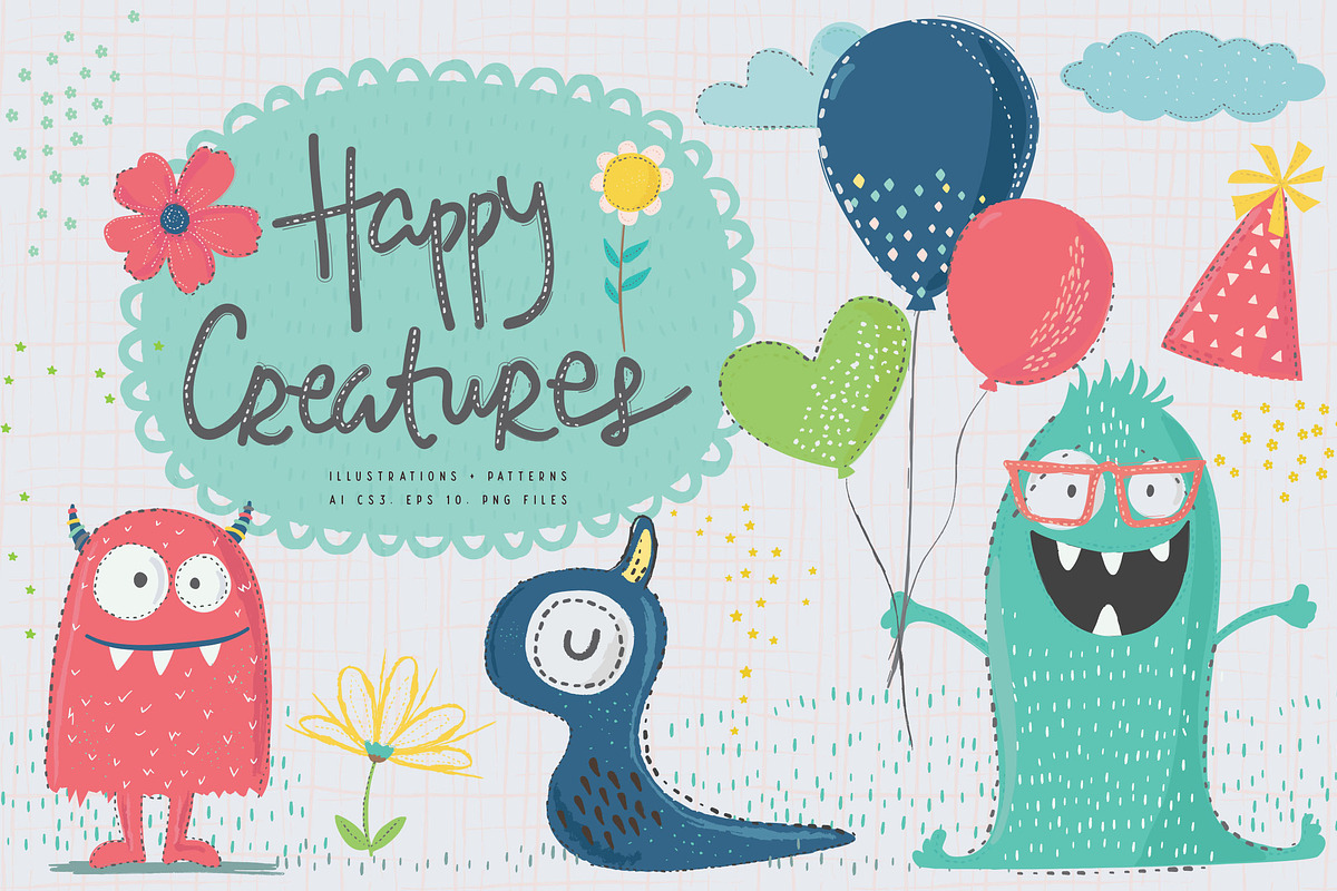 Happy Creatures Illustrations in Illustrations - product preview 8
