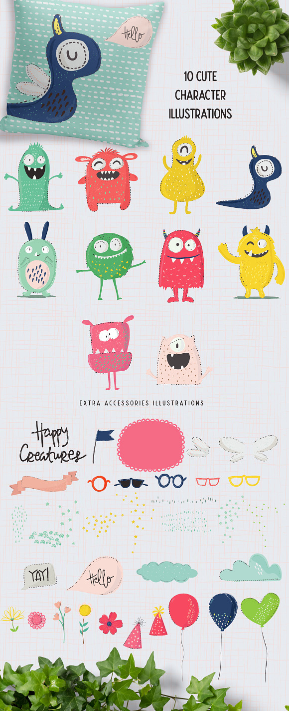 Happy Creatures Illustrations in Illustrations - product preview 3