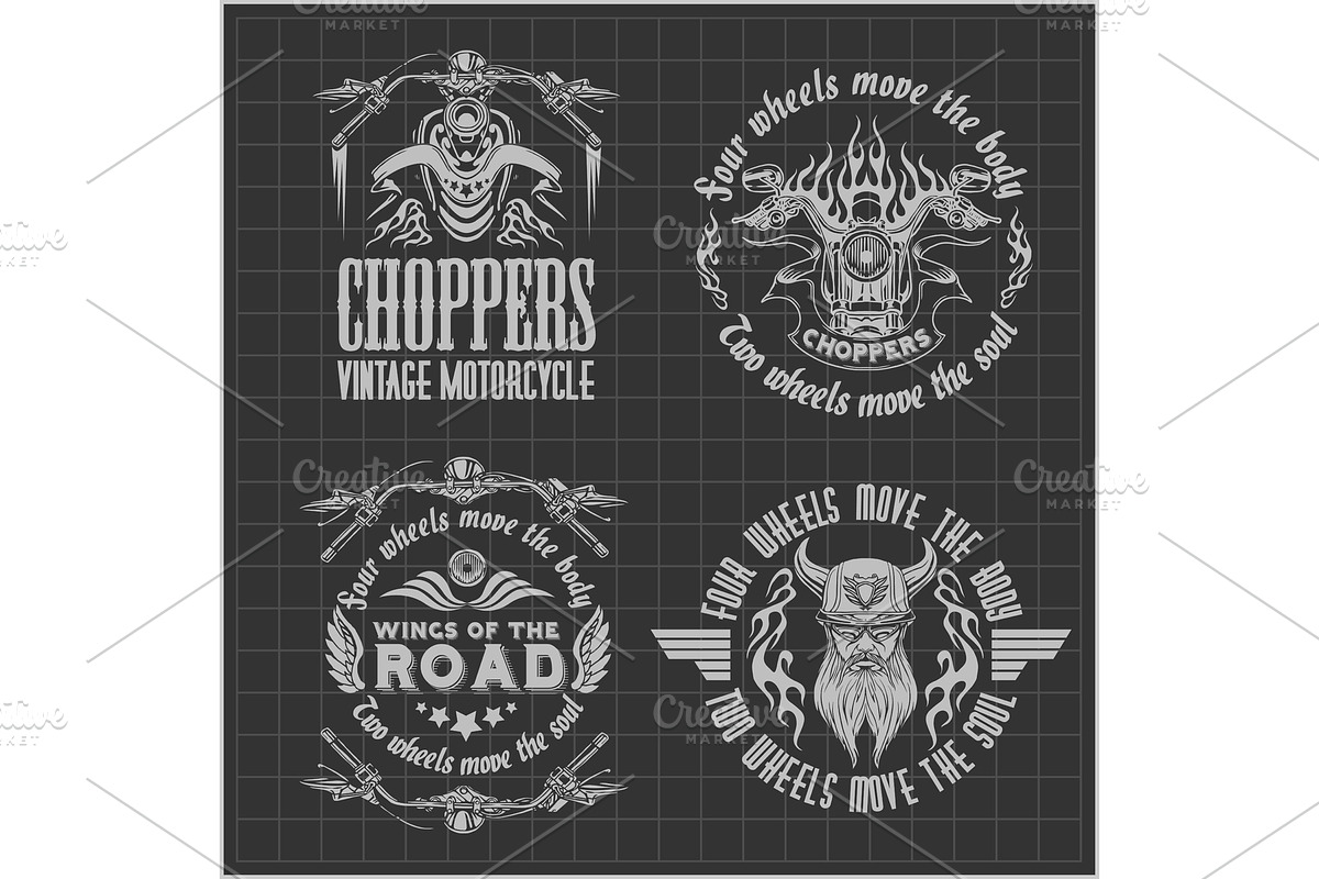 Vintage motorcycle labels, badges in Illustrations - product preview 8