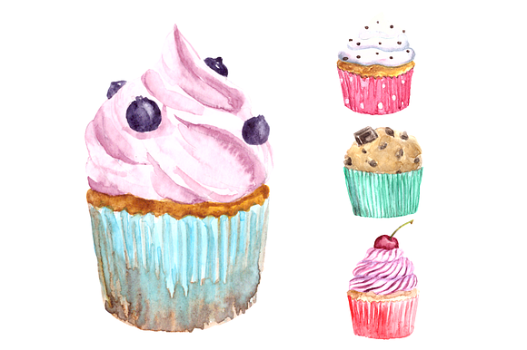 Watercolor Sweets Clip Art Set in Objects - product preview 2