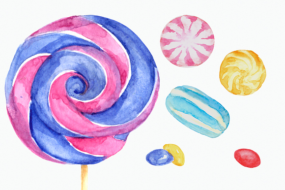 Watercolor Sweets Clip Art Set in Objects - product preview 3