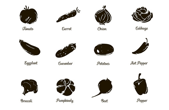 Set of vector drawing vegetables in Icons - product preview 1