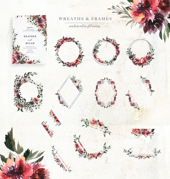 Watercolor White & Deep Red in Illustrations - product preview 1