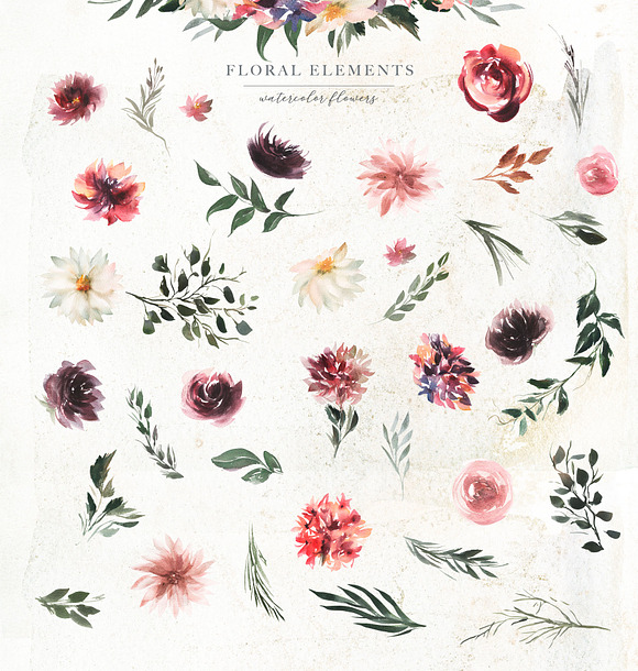 Watercolor White & Deep Red in Illustrations - product preview 4