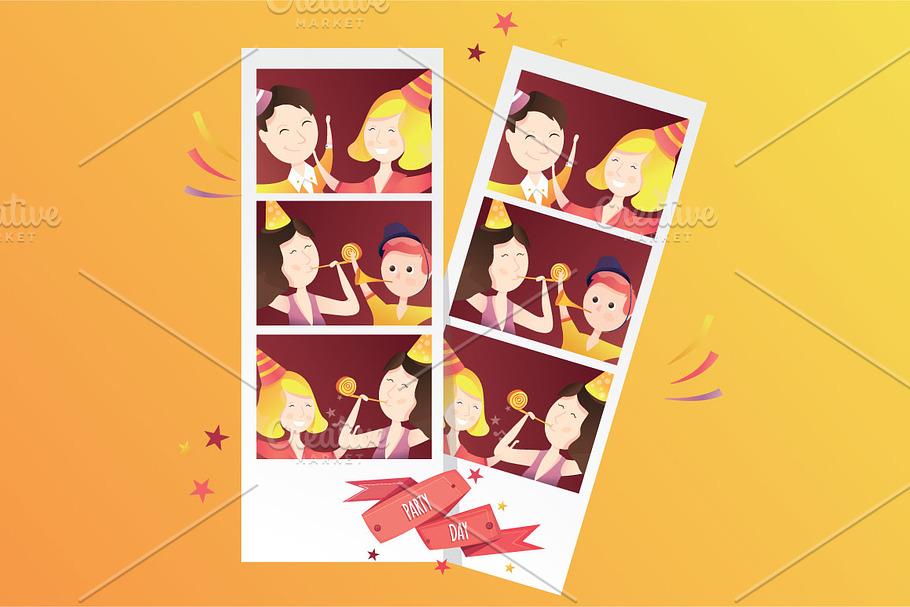 family portrait in photo booth in Illustrations - product preview 8