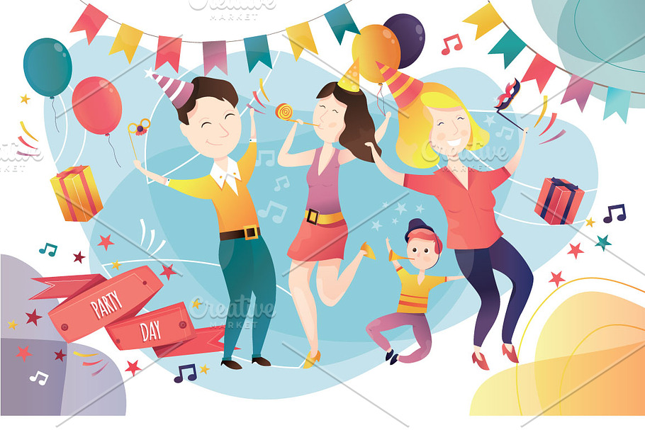 Family celebrating party in Illustrations - product preview 8