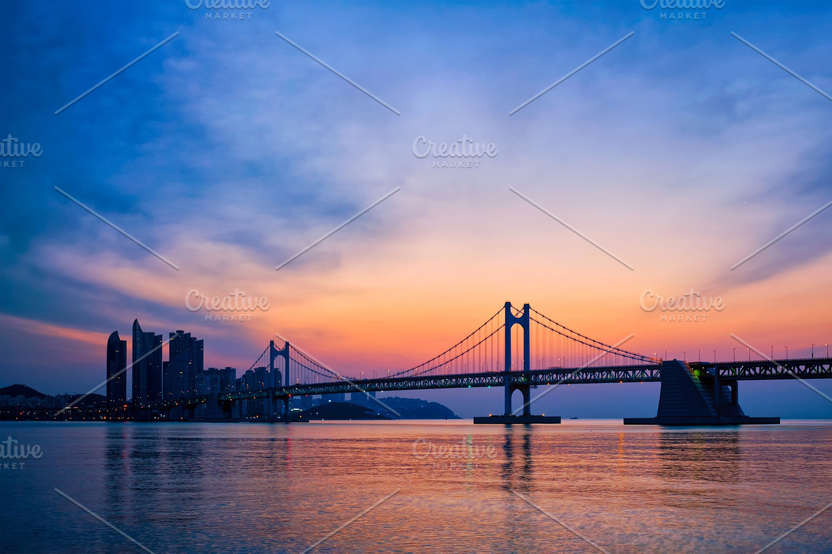 Gwangan Bridge on sunrise. Busan in Graphics - product preview 8