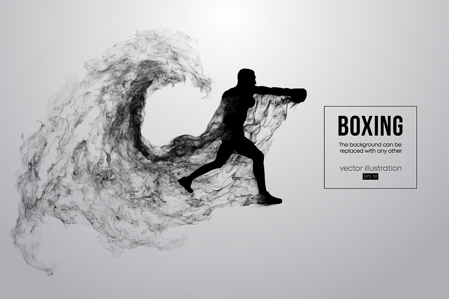 Abstract silhouette of a boxer in Illustrations - product preview 8