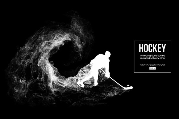 Silhouette of NHL hockey player in Illustrations - product preview 1