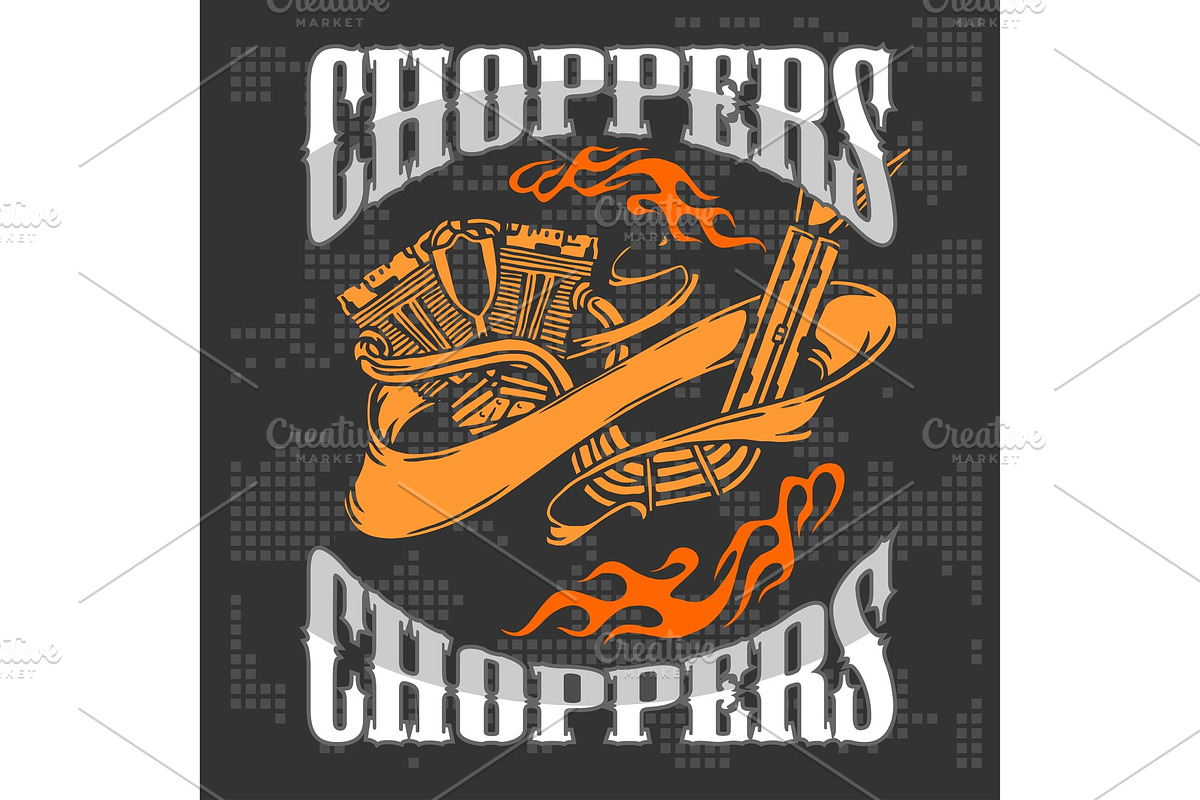 Choppers - vector vintage bikers in Illustrations - product preview 8