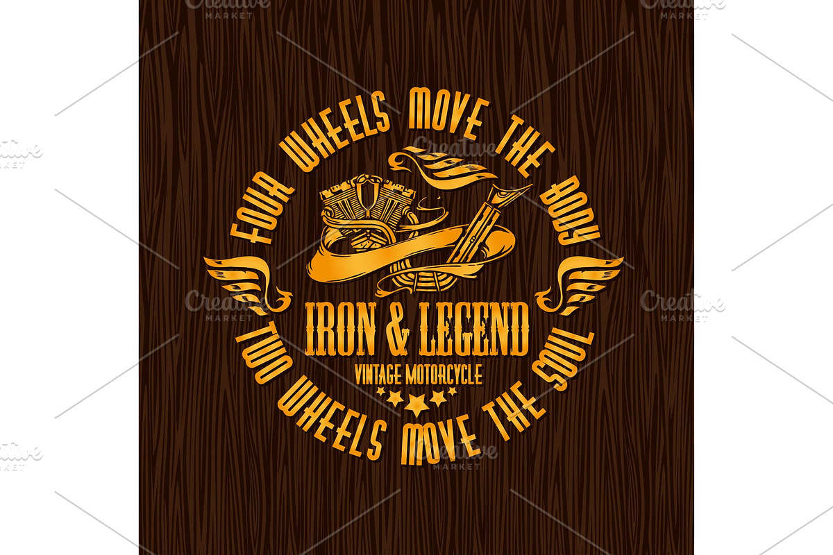 Gold vintage bikers badge on the in Illustrations - product preview 8