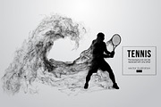 Silhouette of a tennis player man