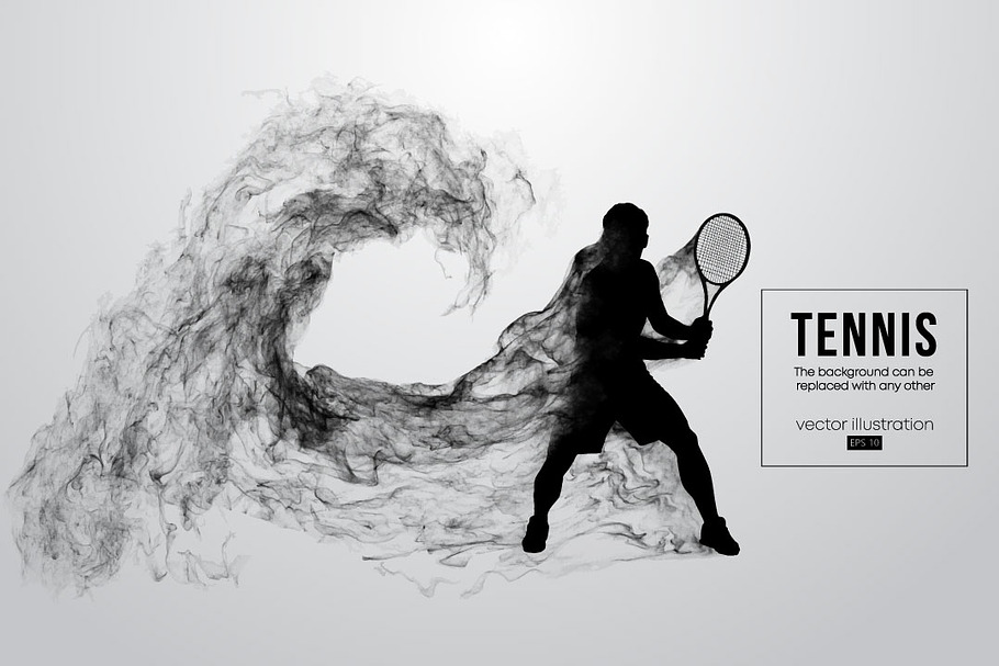 Silhouette of a tennis player man in Illustrations - product preview 8