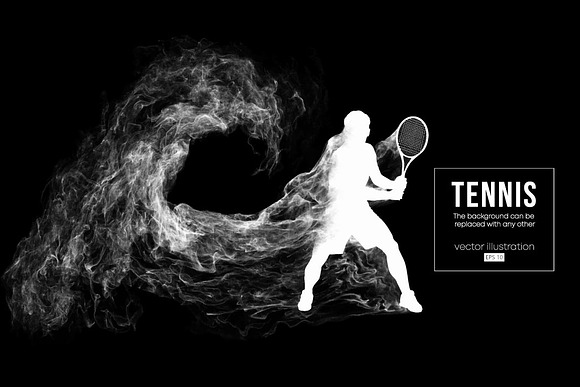 Silhouette of a tennis player man in Illustrations - product preview 1