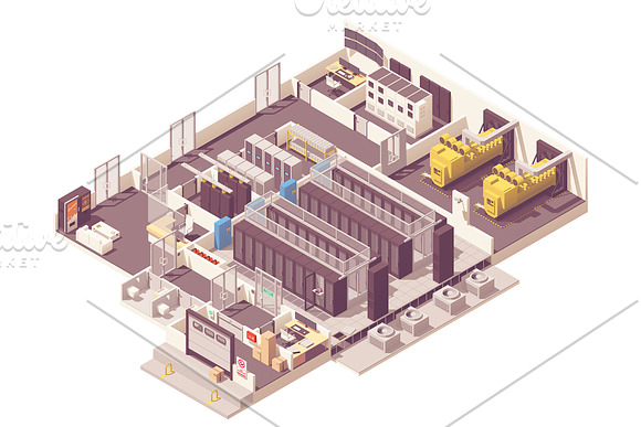 Isometric data center interior in Illustrations - product preview 1