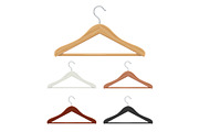 Wooden coat hanger for clothes.