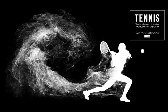 Silhouette of a tennis player woman in Illustrations - product preview 1