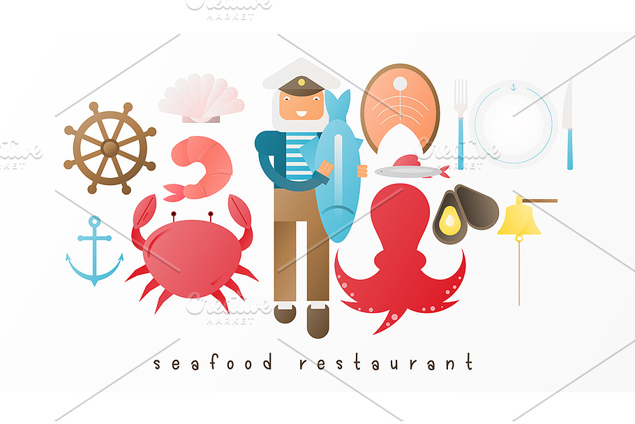 Seafood Restaurant Icon Set