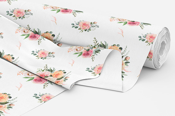 Watercolor patterns with roses in Patterns - product preview 4