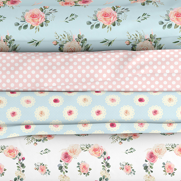 Watercolor patterns with roses in Patterns - product preview 6